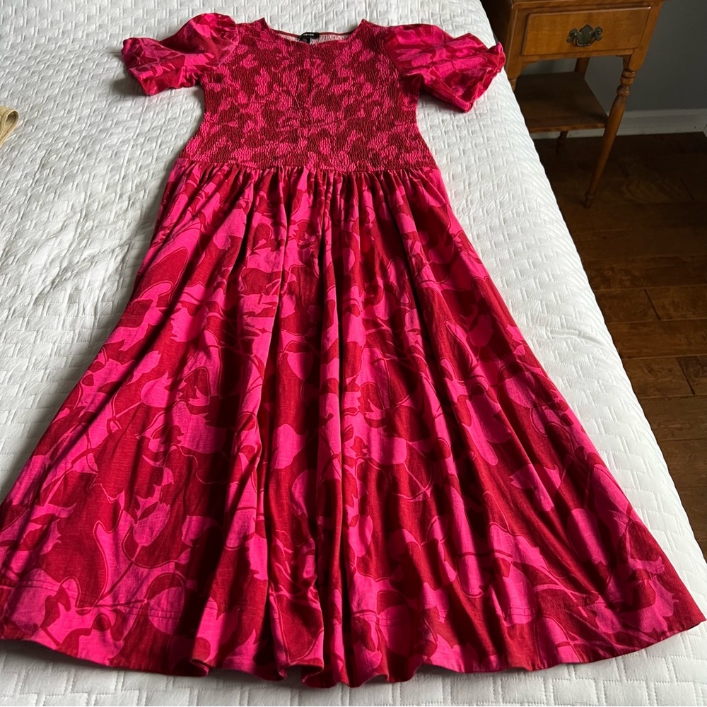 Me+Em Smocked Two Tone Tulip Cotton Maxi Dress